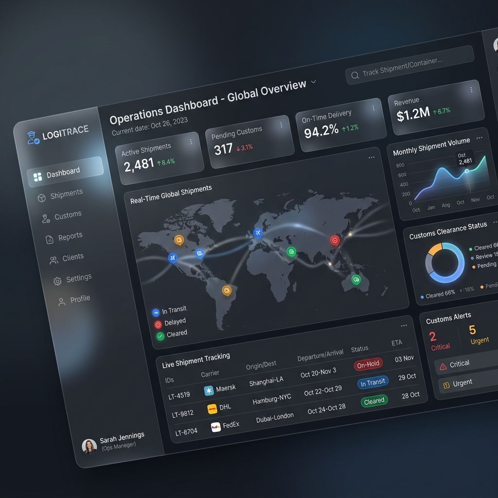 Dashboard operativo LiveComex con métricas de expedientes